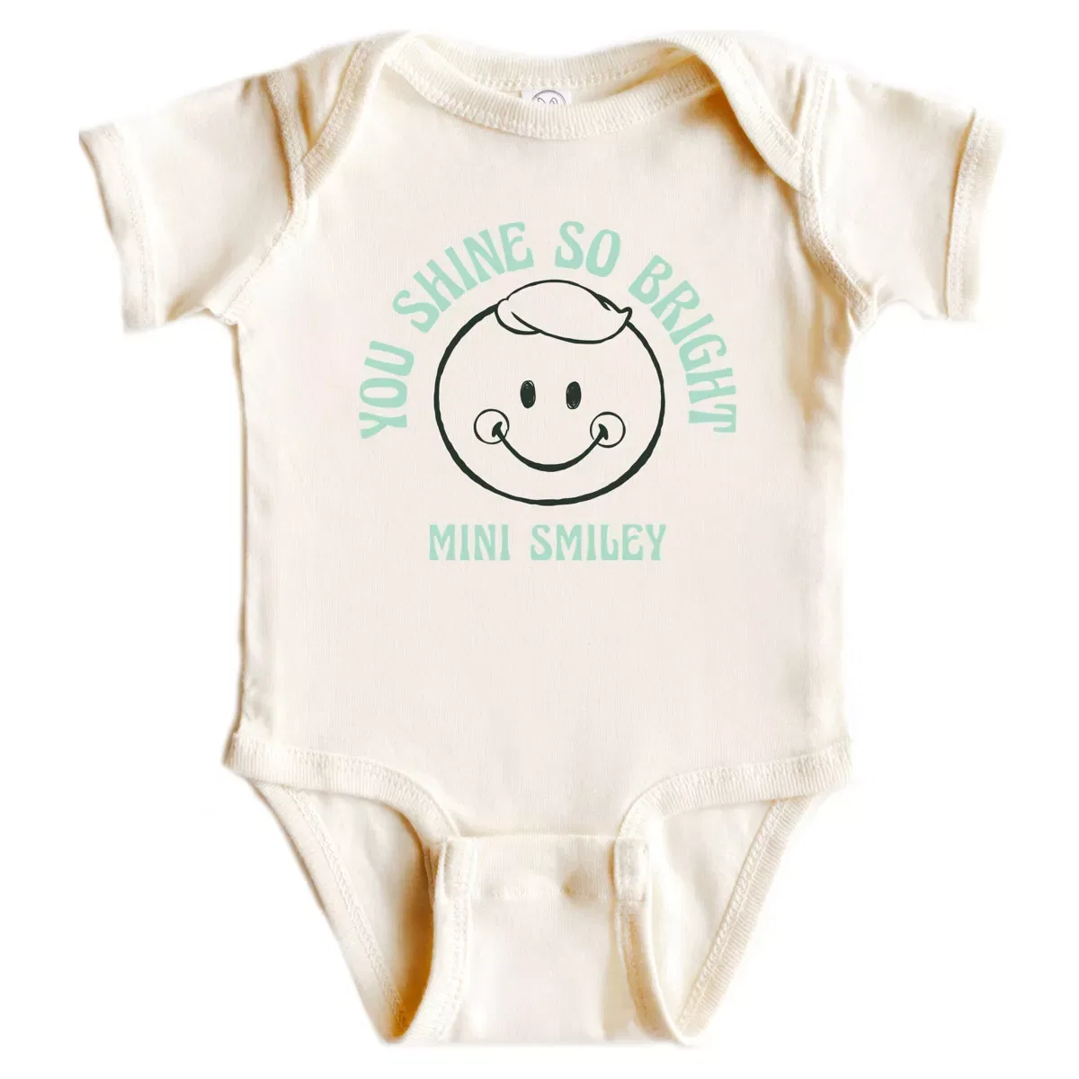 Детский боди с коротким рукавом с принтом Mini Smiley You Shine So Bright The Juniper Shop, Natural
