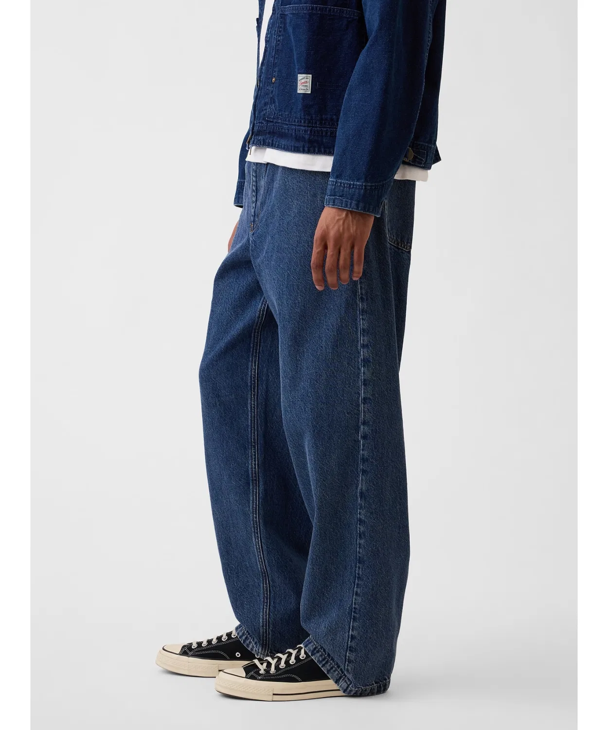 Мужские джинсы свободного кроя с эластичным поясом Pull-On Baggy GAP, Indigo Blue — фото 3