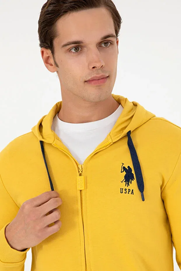 Мужской вязаный кардиган на молнии Basics U.S. Polo Assn., Dark Yellow — фото 2