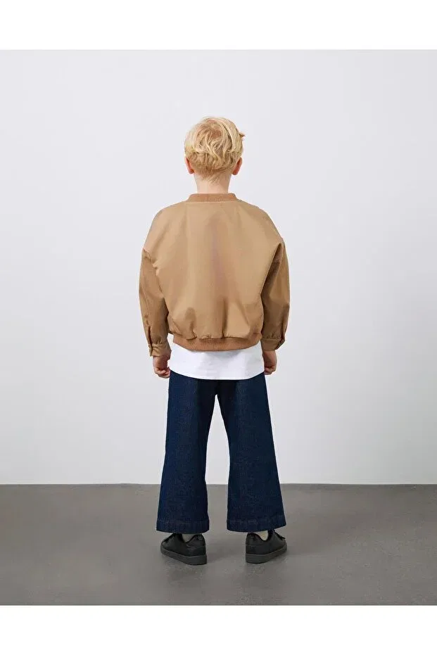 Детская куртка для девочек с вышивкой Embroidery detailed bomber brown unisex jacket Manimani, Brown — фото 3