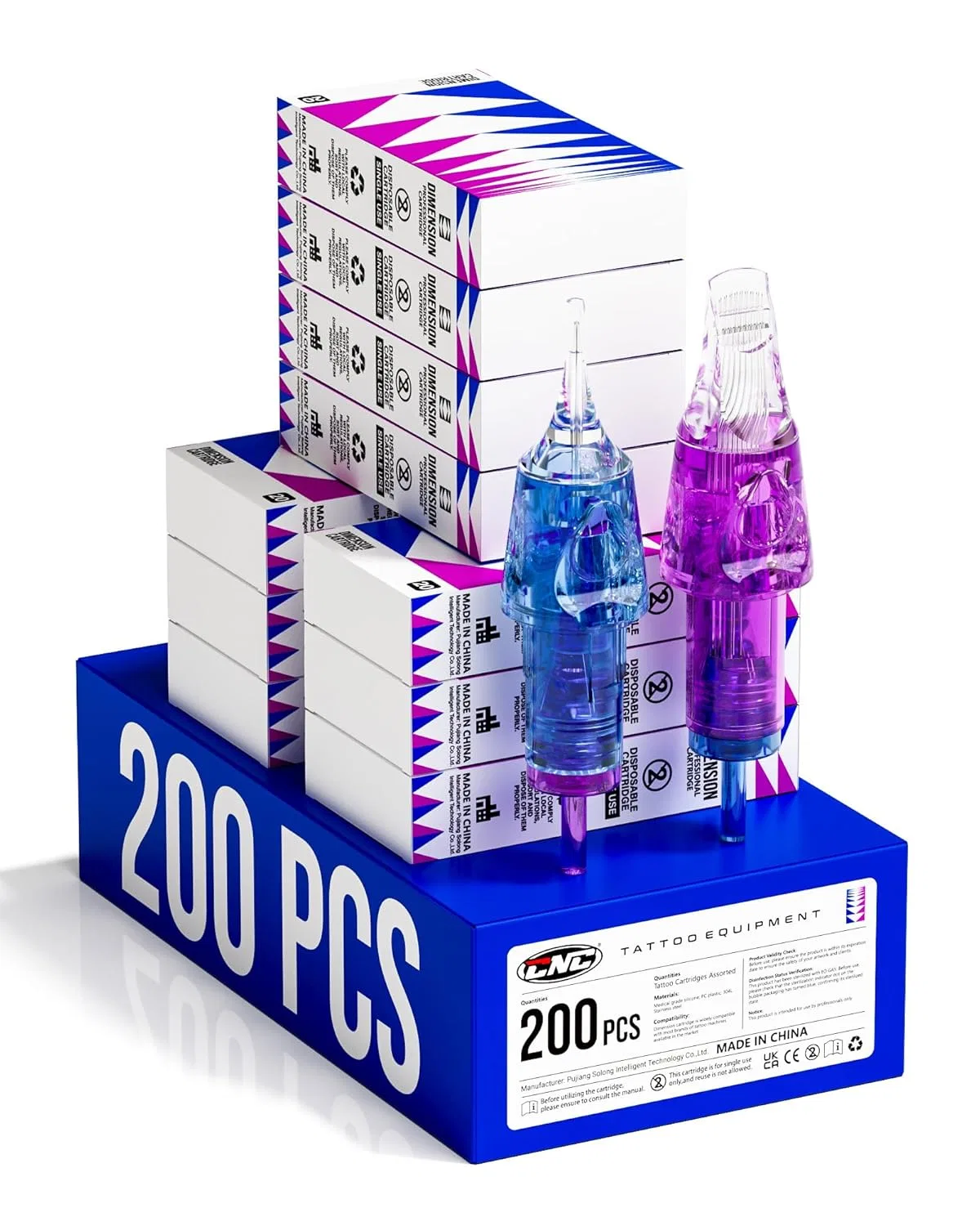 Набор игл для татуировки CNC, 200 штук, смешанные картриджи RL RS RM Cnc