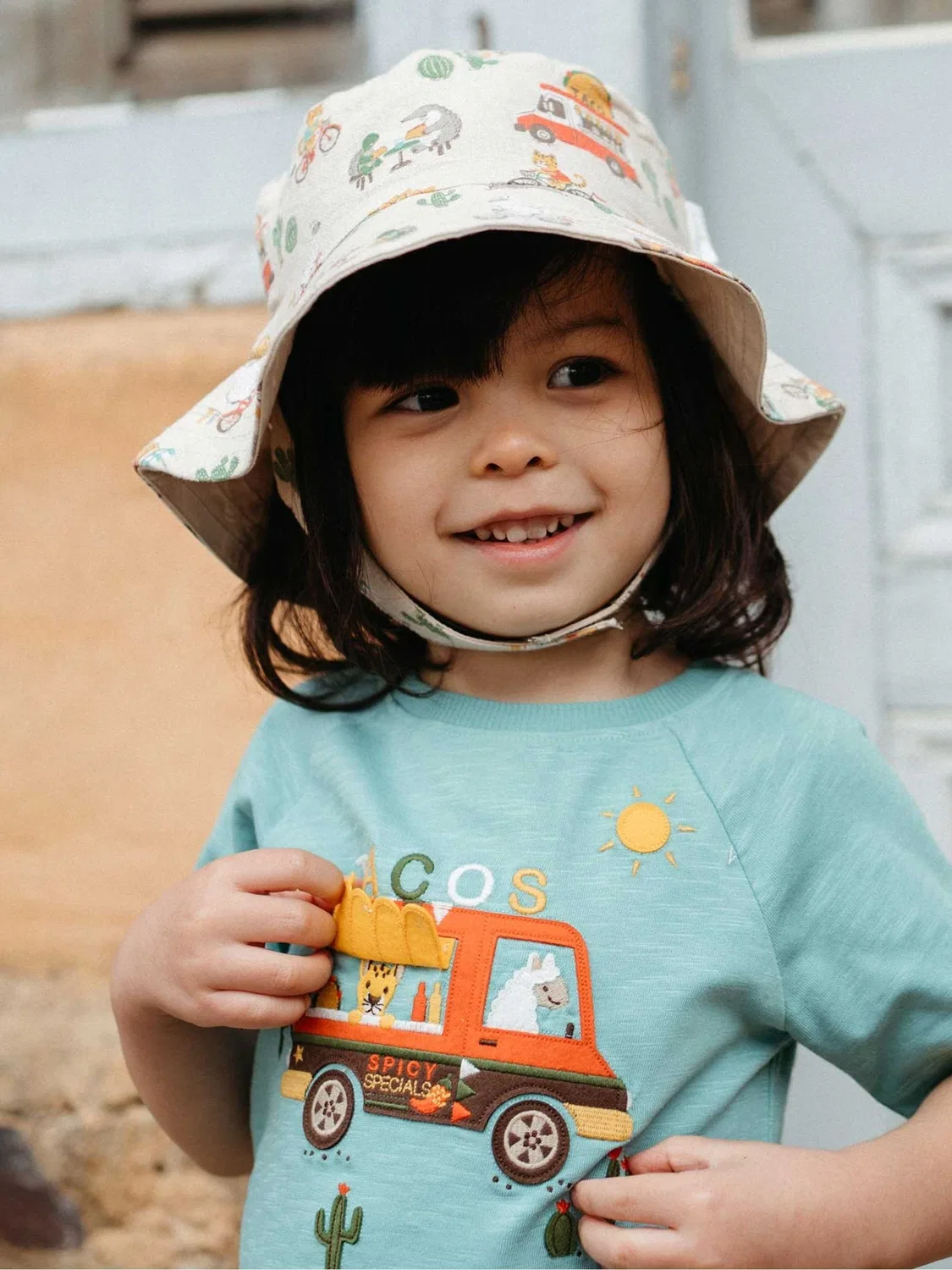 Футболка с аппликацией Taco Truck Relaxed Purebaby, зеленый