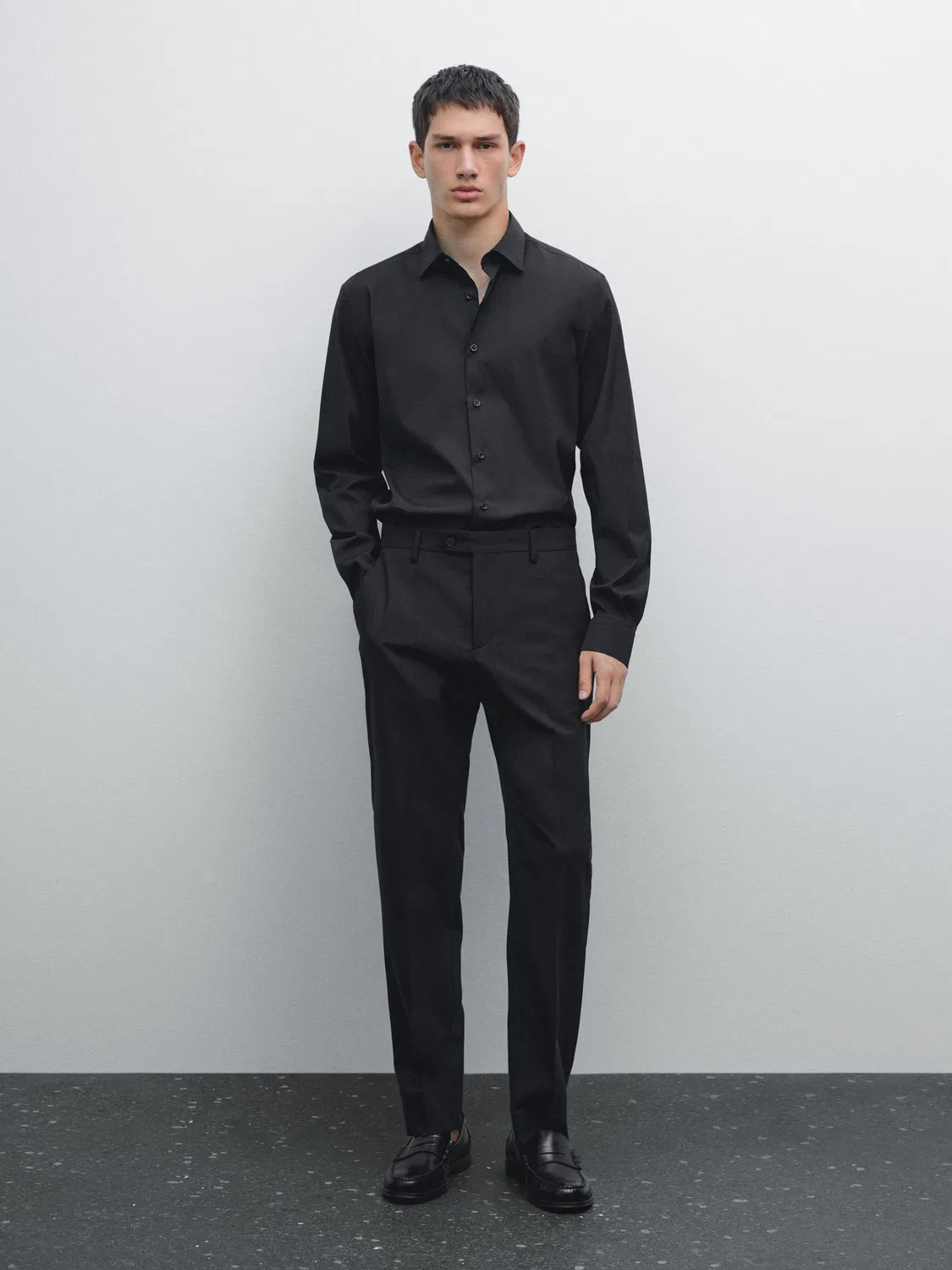 Облегающая эластичная рубашка Massimo Dutti, черный