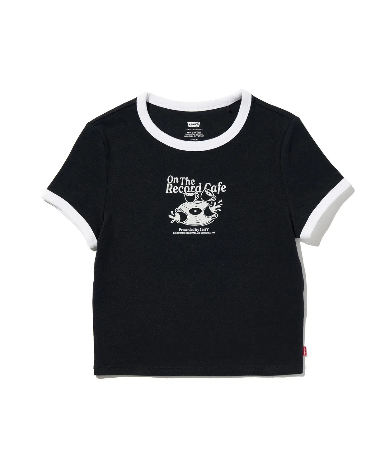 Женская футболка с коротким рукавом и принтом Graphic Essential Baby Ringer T-Shirt Levi's, Black — фото 4