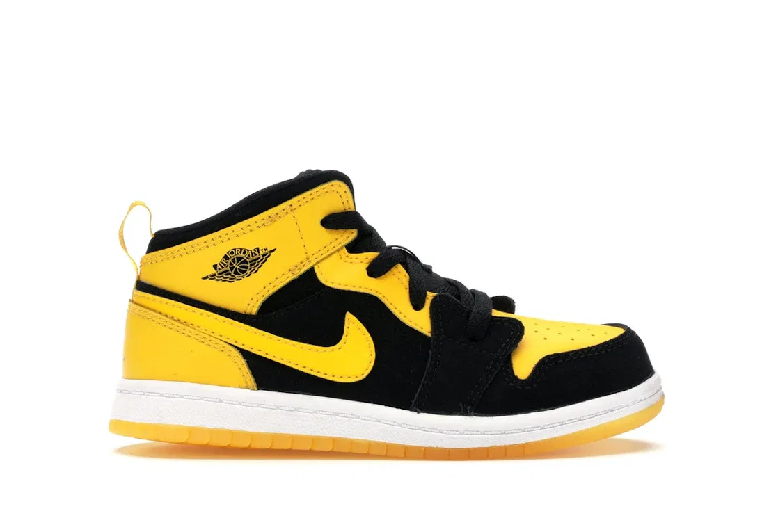 Детские кроссовки с высоким берцем Jordan 1 Retro Mid Jordan, Black/Varsity Maize-White