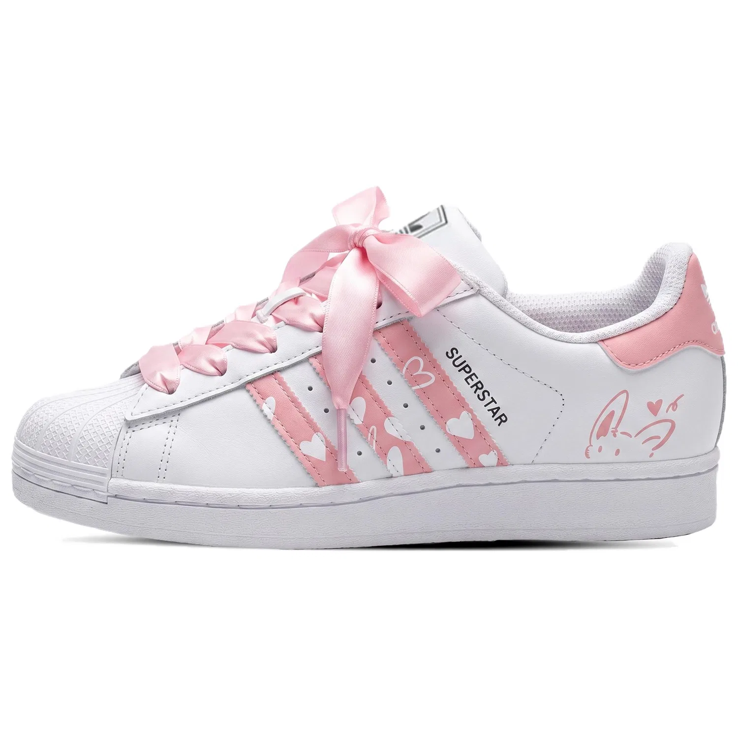 Детские скейтборд-кроссовки с низким верхом Superstar 2 Adidas Originals, White Pink — фото 3