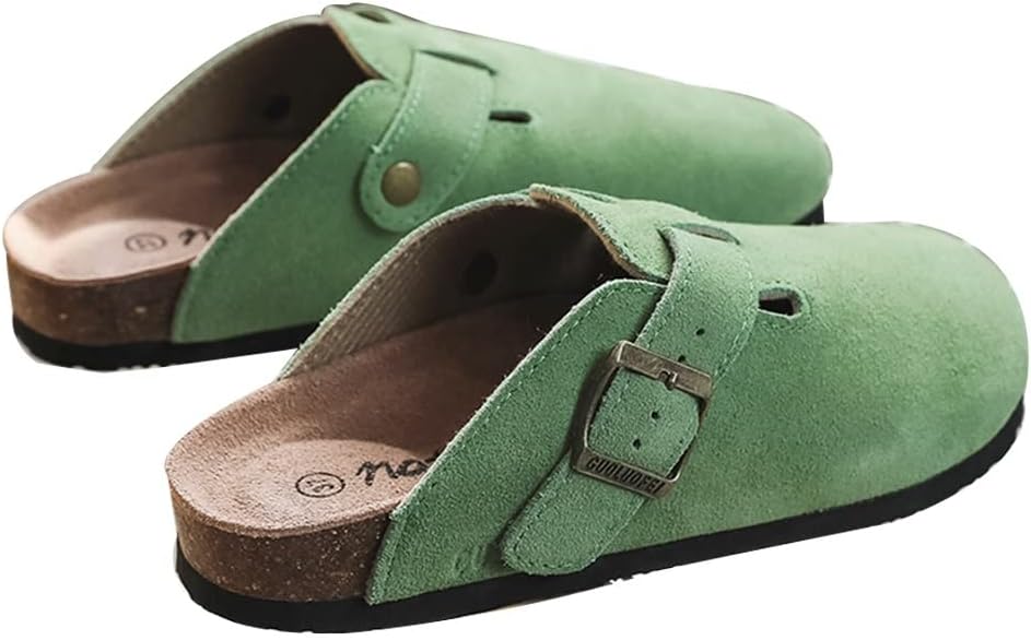 

Женские тапочки для прогулок на улице, мужские сабо, летние шлепанцы из ПУ-кожи, сандалии без задника, противоскользящие лоферы на плоской подошве, винтажные садовые сабо с закрытым носком Xuemml, светло-зеленый