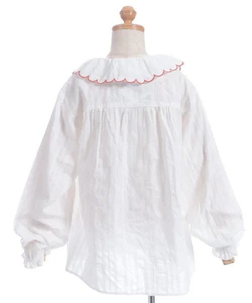 Детская блузка с длинным рукавом с оборками, модель Scallop Collar, axes femme, Black — фото 4
