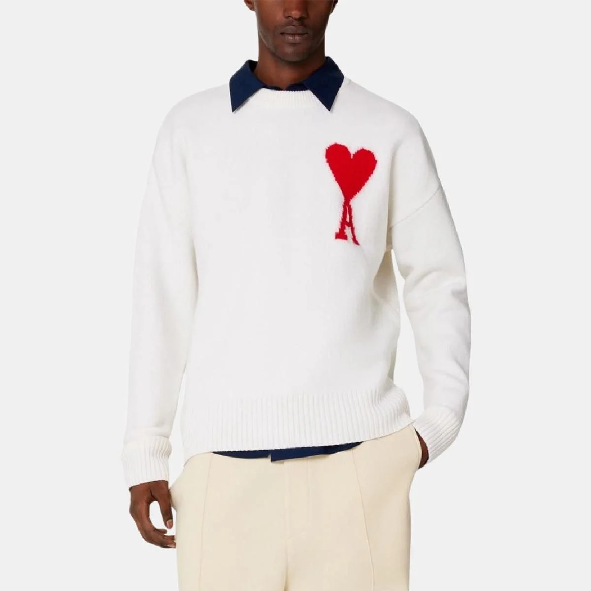 Свитер Ami Paris Logo Wool, молочный