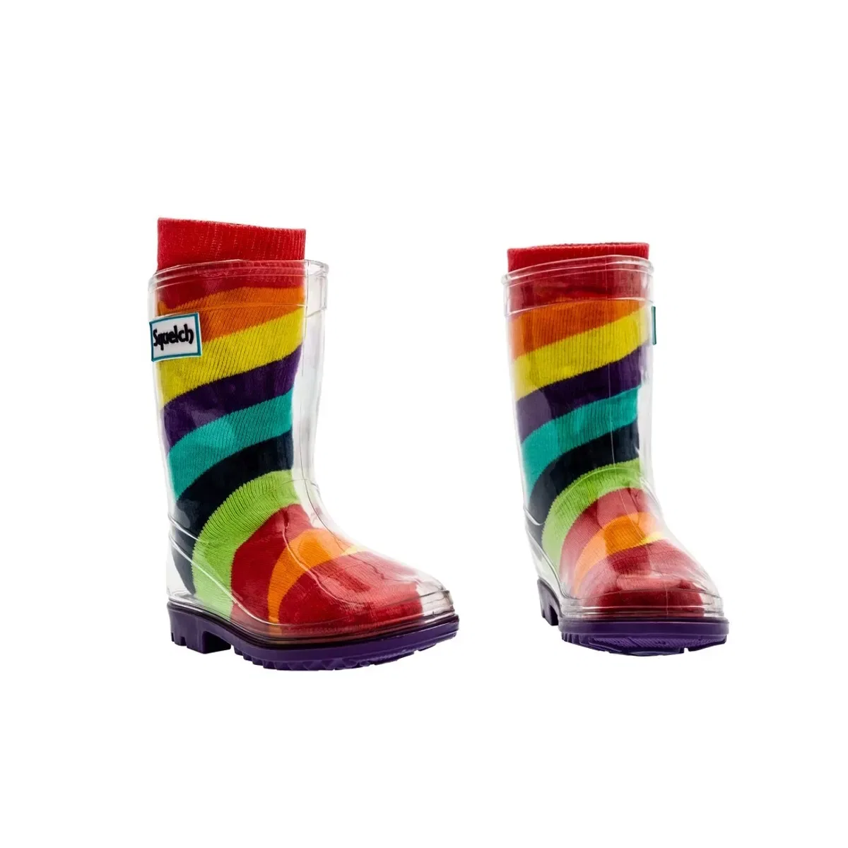Детские носки для резиновых сапог с диагональным принтом радуга Squelch Wellies, Multi — фото 2