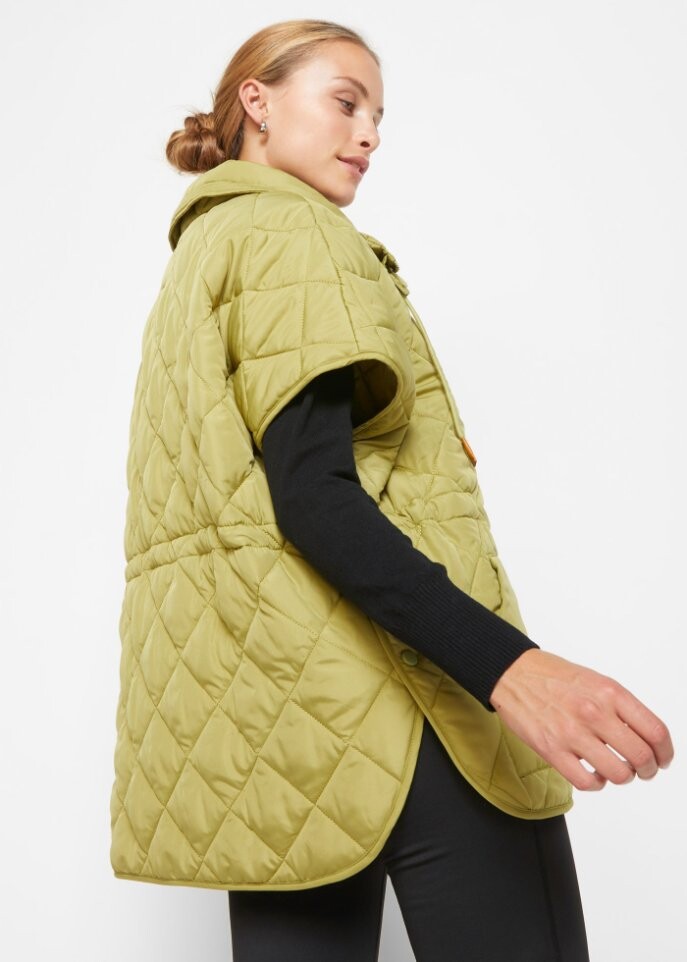 Функциональный стеганый жилет oversize водоотталкивающий Bpc Bonprix Collection, зеленый — фото 4