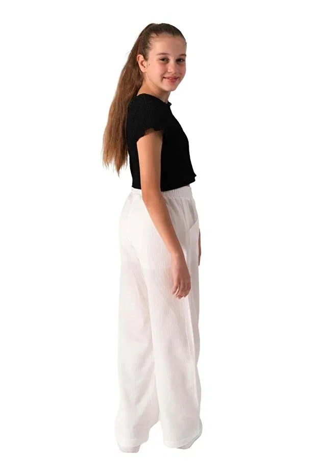 Детские брюки для девочек свободного кроя Basics Ww Waka Waka Kids Store, White — фото 4