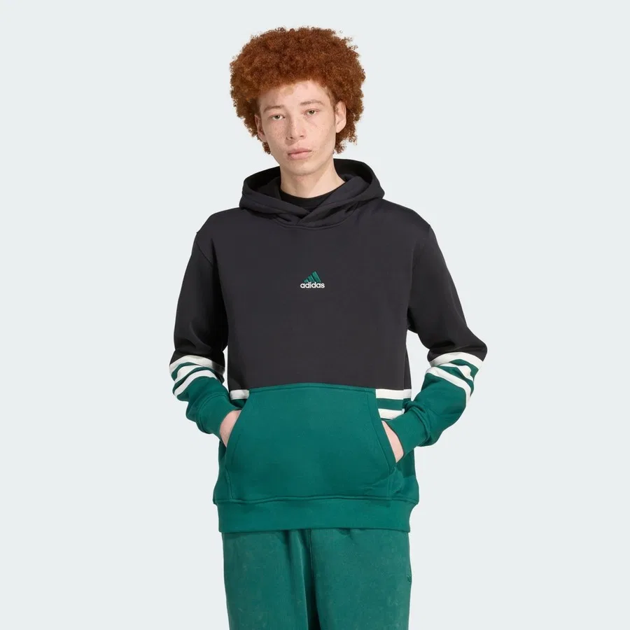 Худи с капюшоном, свободного кроя, ARCHIVE CUTLINE, adidas, Черно-зеленый