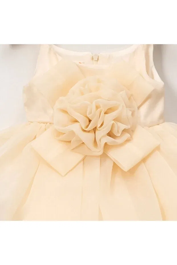 Детское платье для девочек без рукавов Karolin - Satin Melek Golden, Cream — фото 2