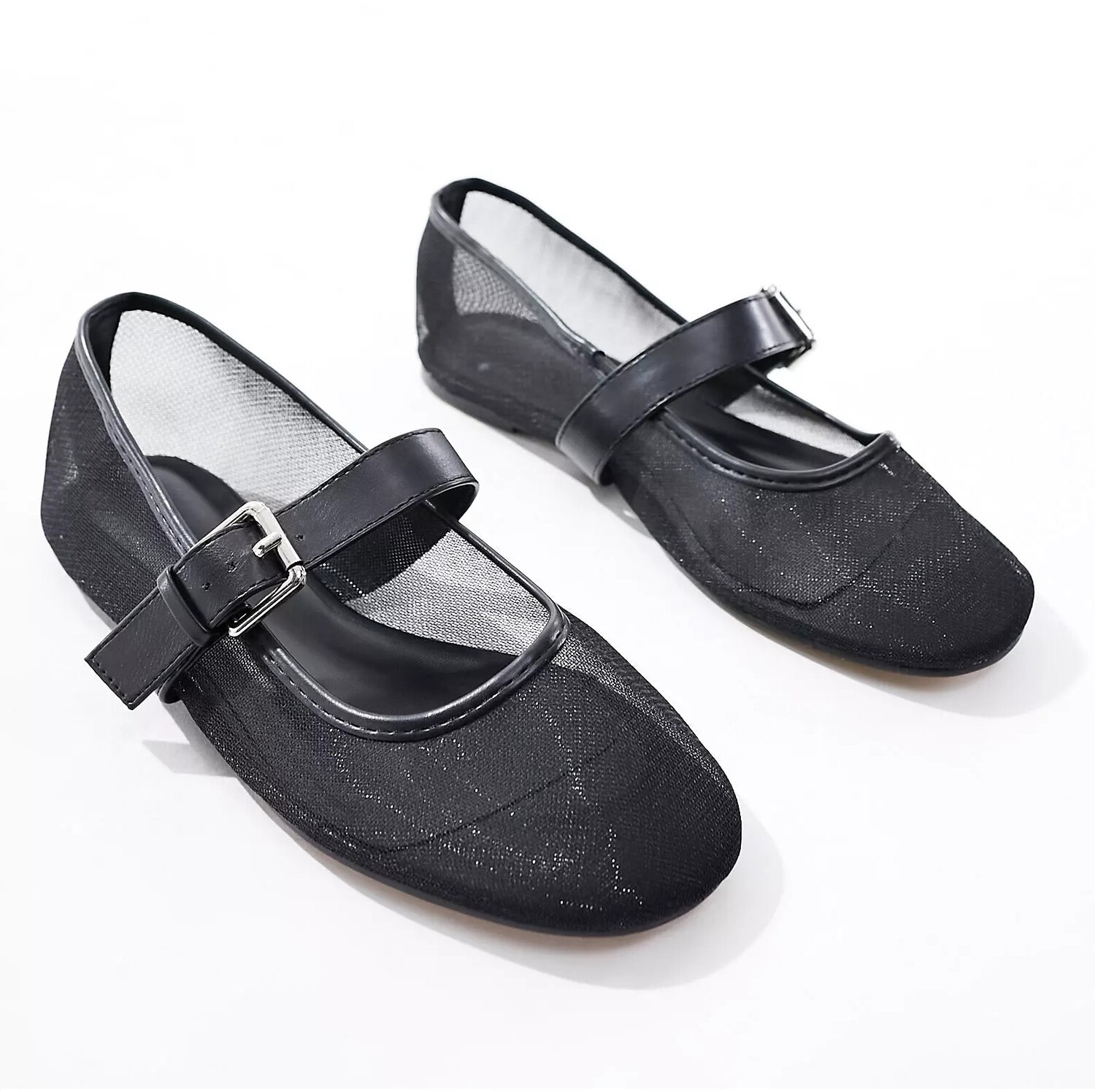 Балетки Asos Design Lou Mesh Mary Jane, черный