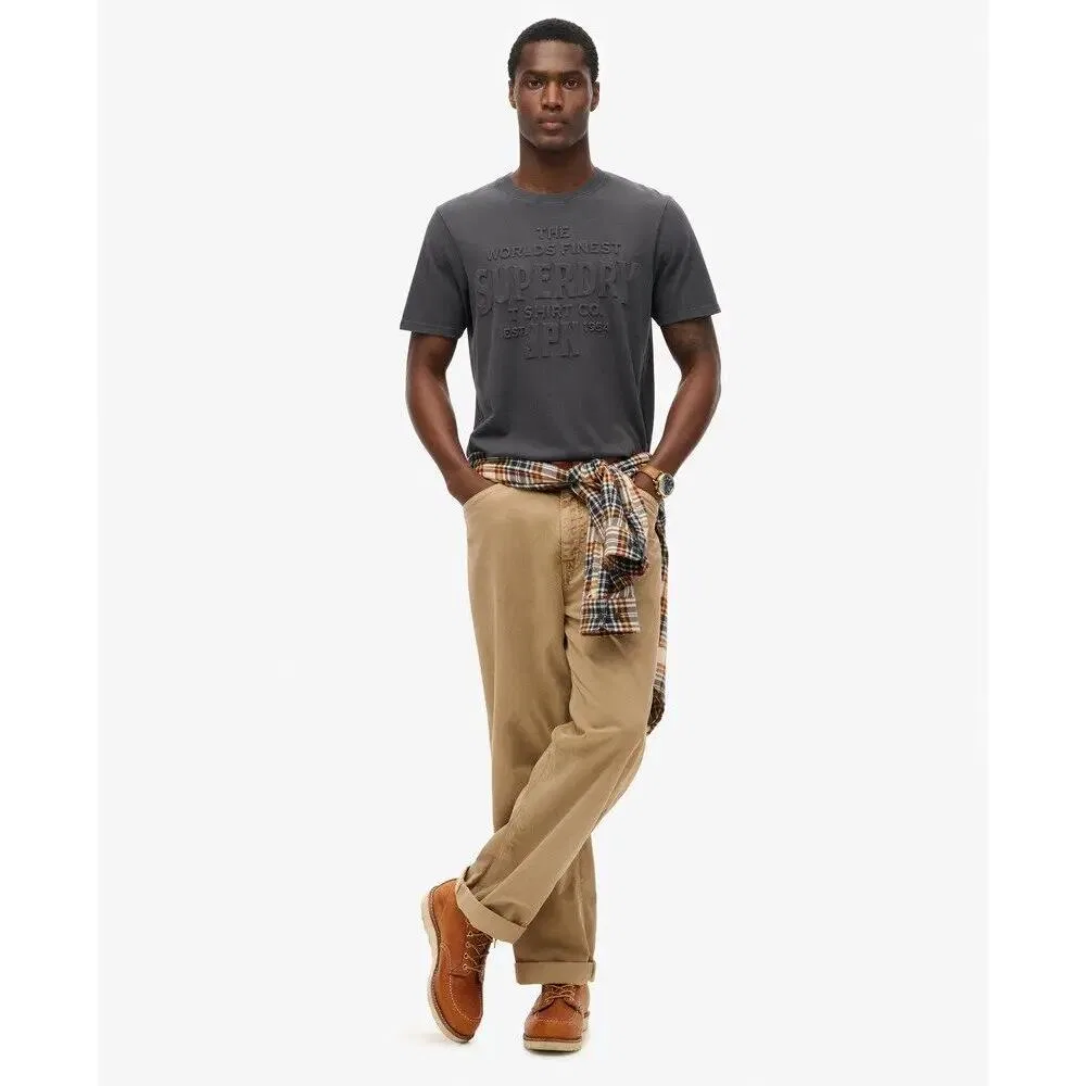 Мужская футболка с рельефным принтом Workwear Superdry, Schwarz — фото 2