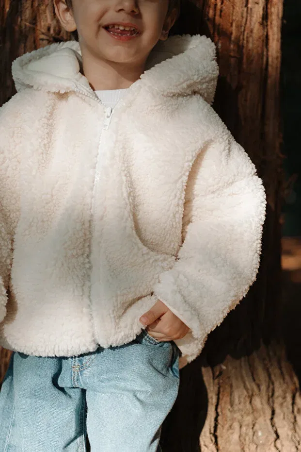 Детское зимнее пальто для девочек из плюша Teddy Lollie Baby&Kids, Nude Color — фото 3