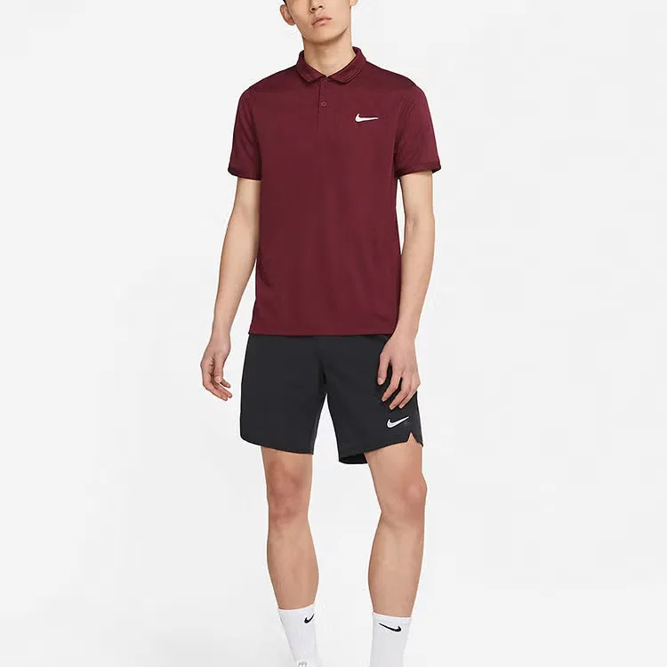 Поло спортивное с коротким рукавом Nike CW6851-638, винный красный — фото 3