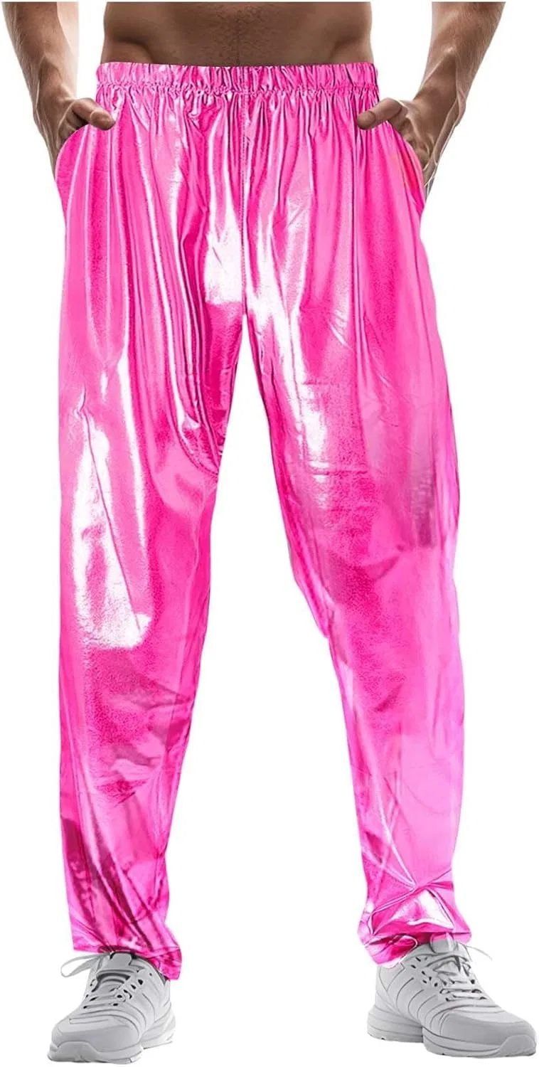 Мужские брюки с пайетками, модель Metallic Disco, розовый