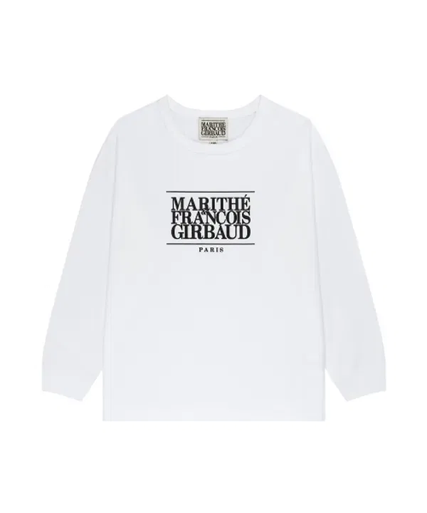 Футболка с длинным рукавом классическая логотип Marithé Kids, белый — фото 2