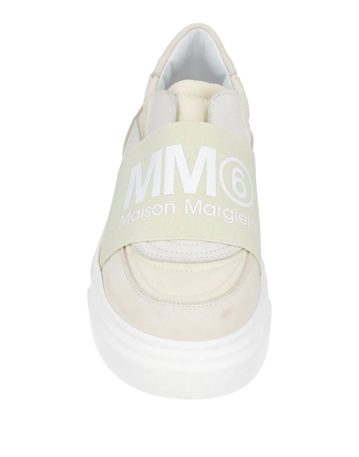 Детские кеды для мальчиков кожаные MM6 Maison Margiela, кремовый — фото 4