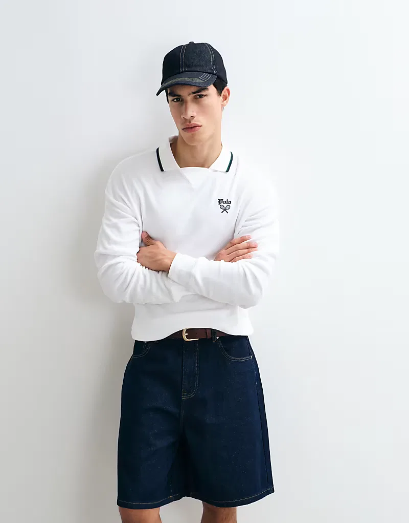 Вязаная толстовка с длинными рукавами Polo Ralph Lauren свободного кроя, белый