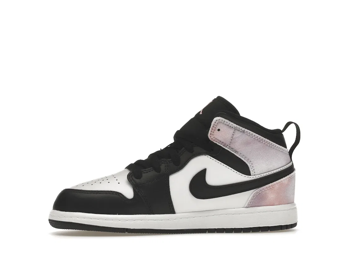 Детские кроссовки для мальчиков с кожаным верхом Jordan 1 Mid SE Zen Master Jordan, Black/White/Amethyst Wave/Bleached Coral — фото 3