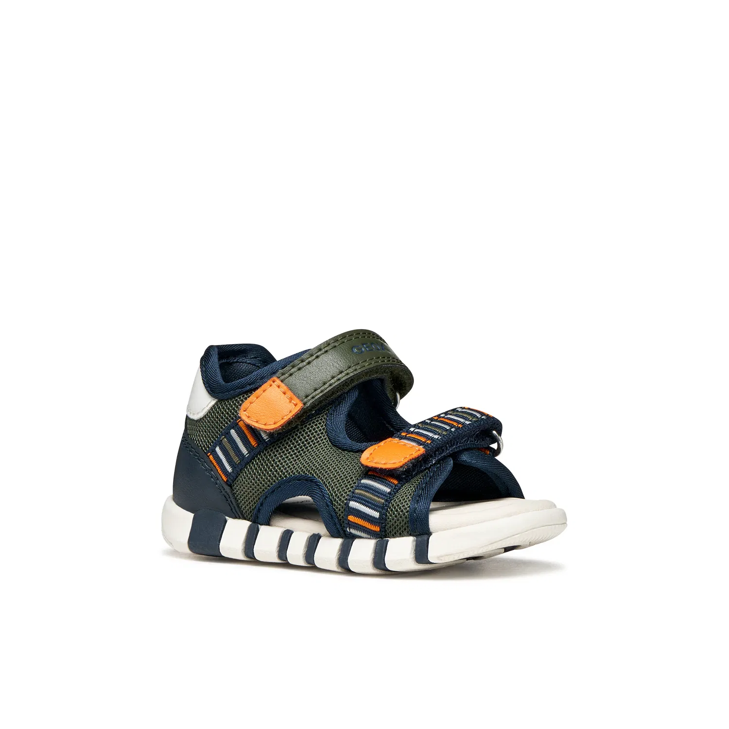 Детские сандалии-логи с контрастной вышивкой Geox, Dark Green/Orange
