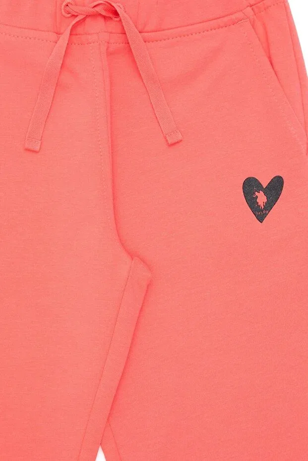 Детские спортивные штаны для девочек с принтом U.S. Polo Assn., Pomegranate Blossom — фото 4