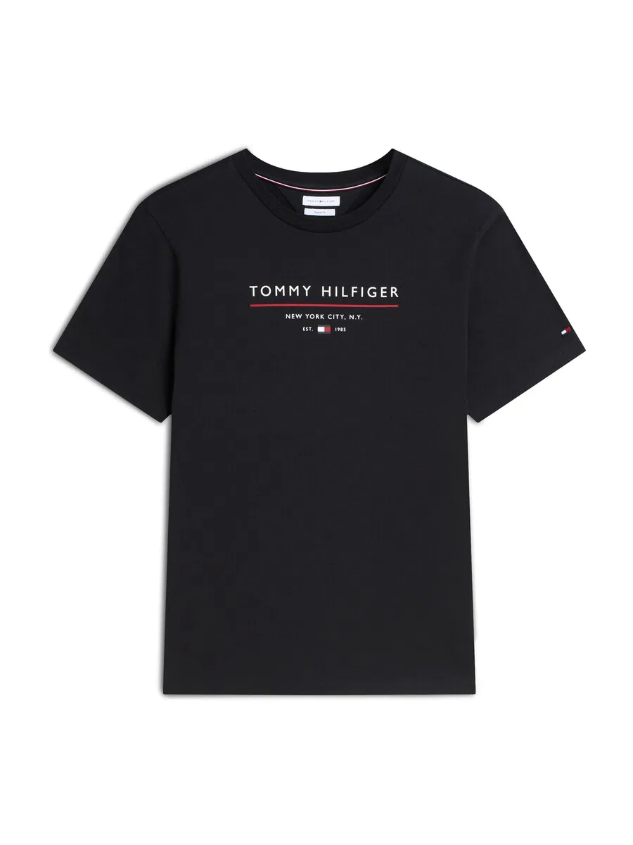 Рубашка TOMMY HILFIGER 'Essential' черного цвета