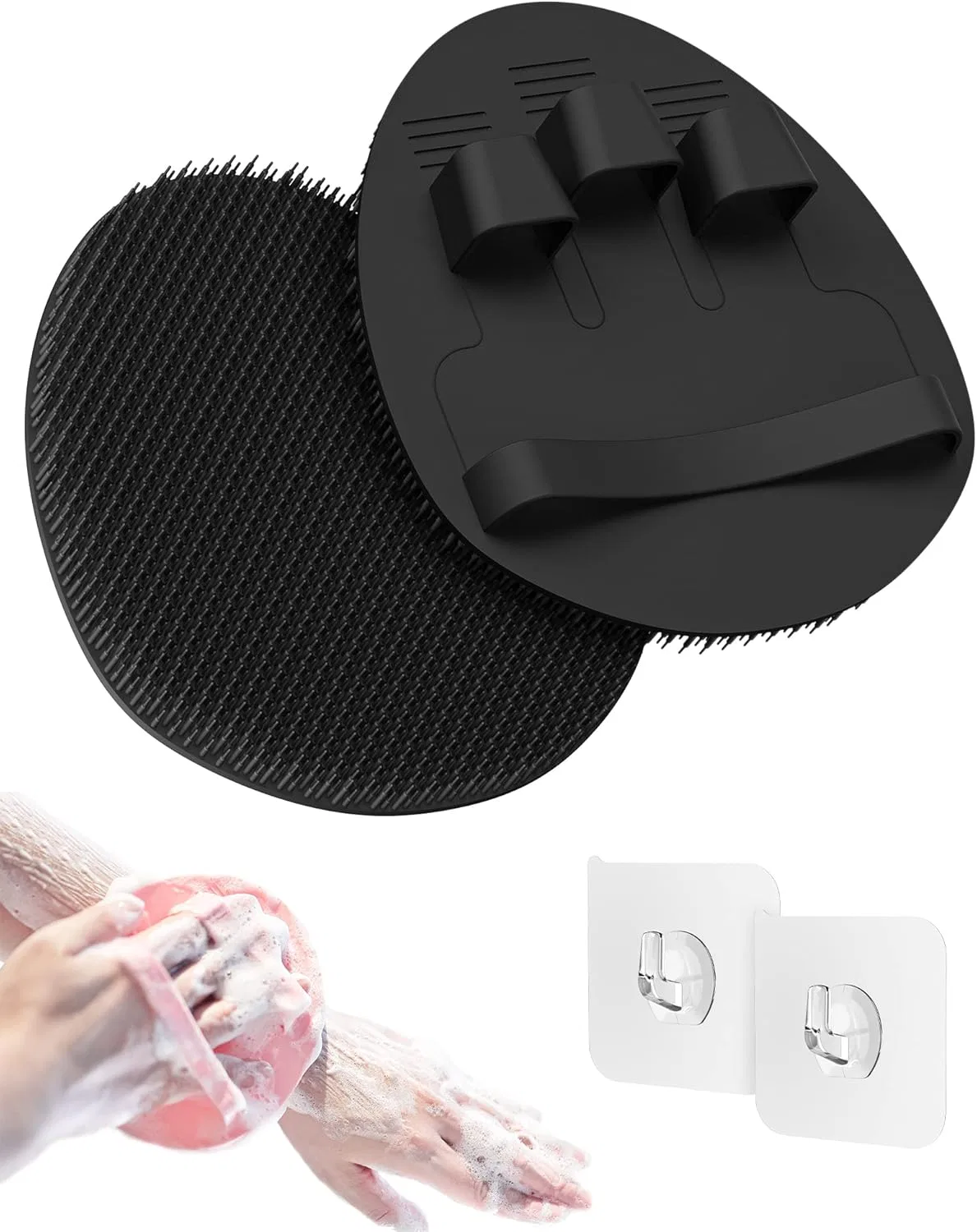 Щетка для душа силиконовая, Manmihealth, 2 шт, Black