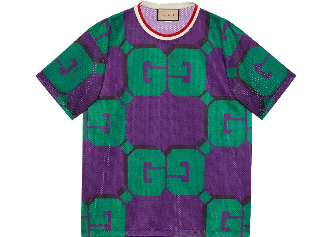 Мужская футболка с принтом Gucci GG Print Mesh, Purple/Green