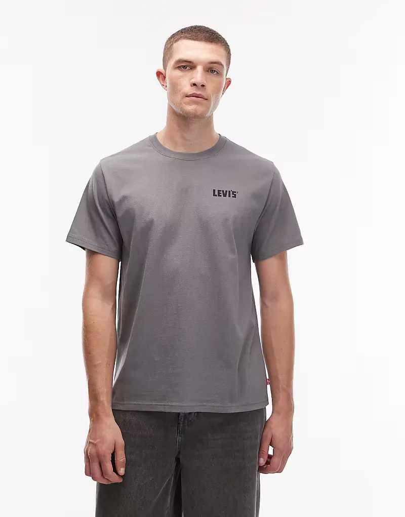 Футболка Levi's в стиле вестерн с графическим принтом на спине, свободного кроя, серый — фото 3