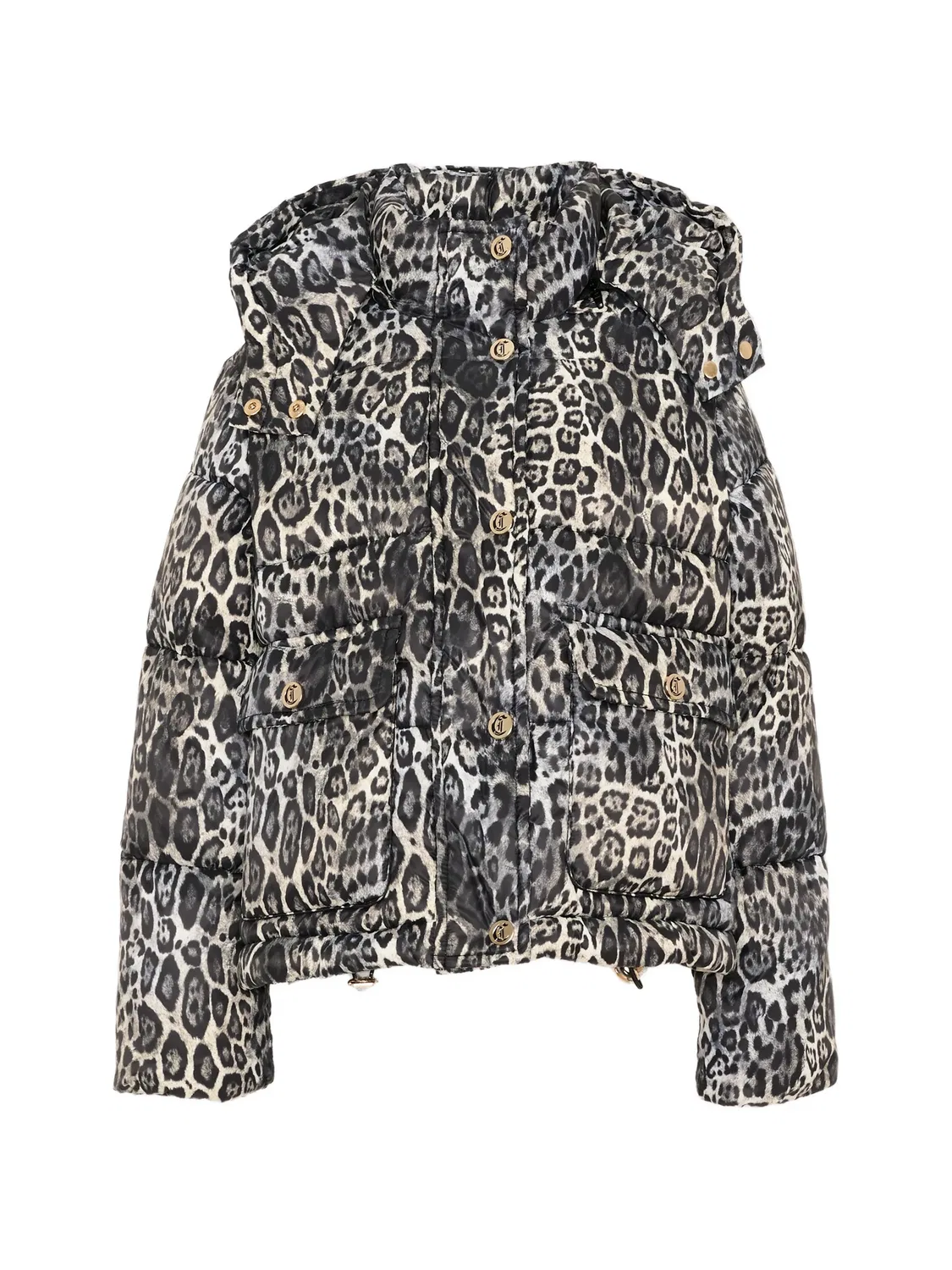 Пуховик с леопардовым принтом Just Cavalli Kids, серый — фото 3