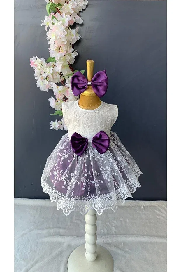 Детское платье для новорожденных без рукавов Mevlüt Dress Petite Ponpon Baby, Purple