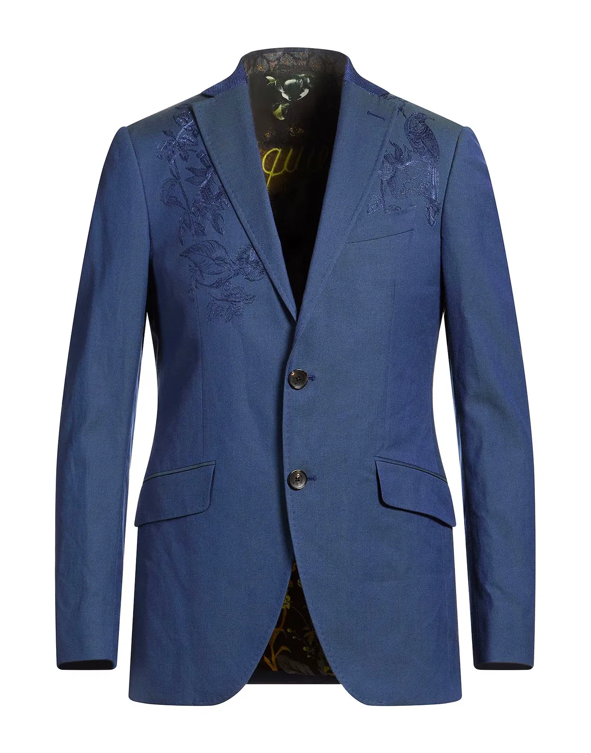 Мужской однобортный пиджак с аппликацией Etro, темно‑синий