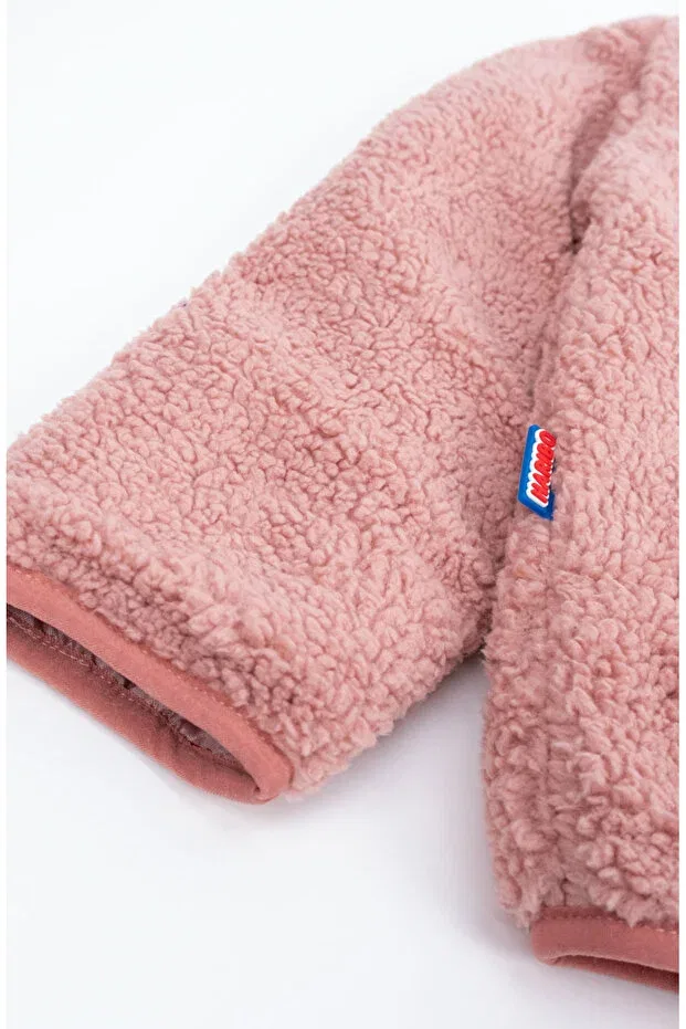 Детское пальто для девочек плюшевое Colorful Applique Plush Coat Haribo, Pink — фото 3