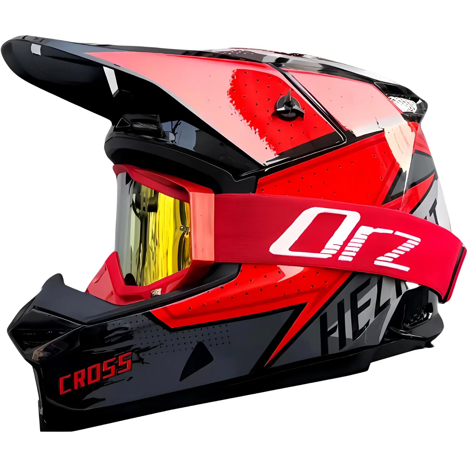 Мотошлем полнолицевой детский с золотым визором Red Dot-Red Frame ORZ
