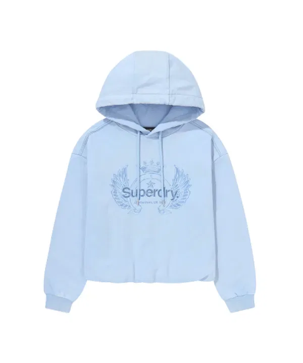 Худи с капюшоном, винтажное, утепленное, Superdry, голубой — фото 2