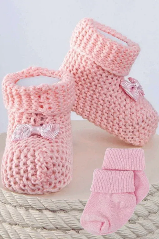 Детские пинетки-носочки из шерсти Basics Esrarengiz Hediyeler, Pink