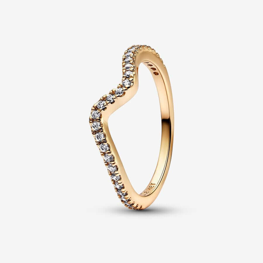 

Кольцо Pandora Timeless Sparkling Wave, позолоченный