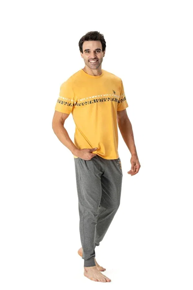 Мужской пижамный комплект с коротким рукавом U.S. Polo Assn., Yellow — фото 2
