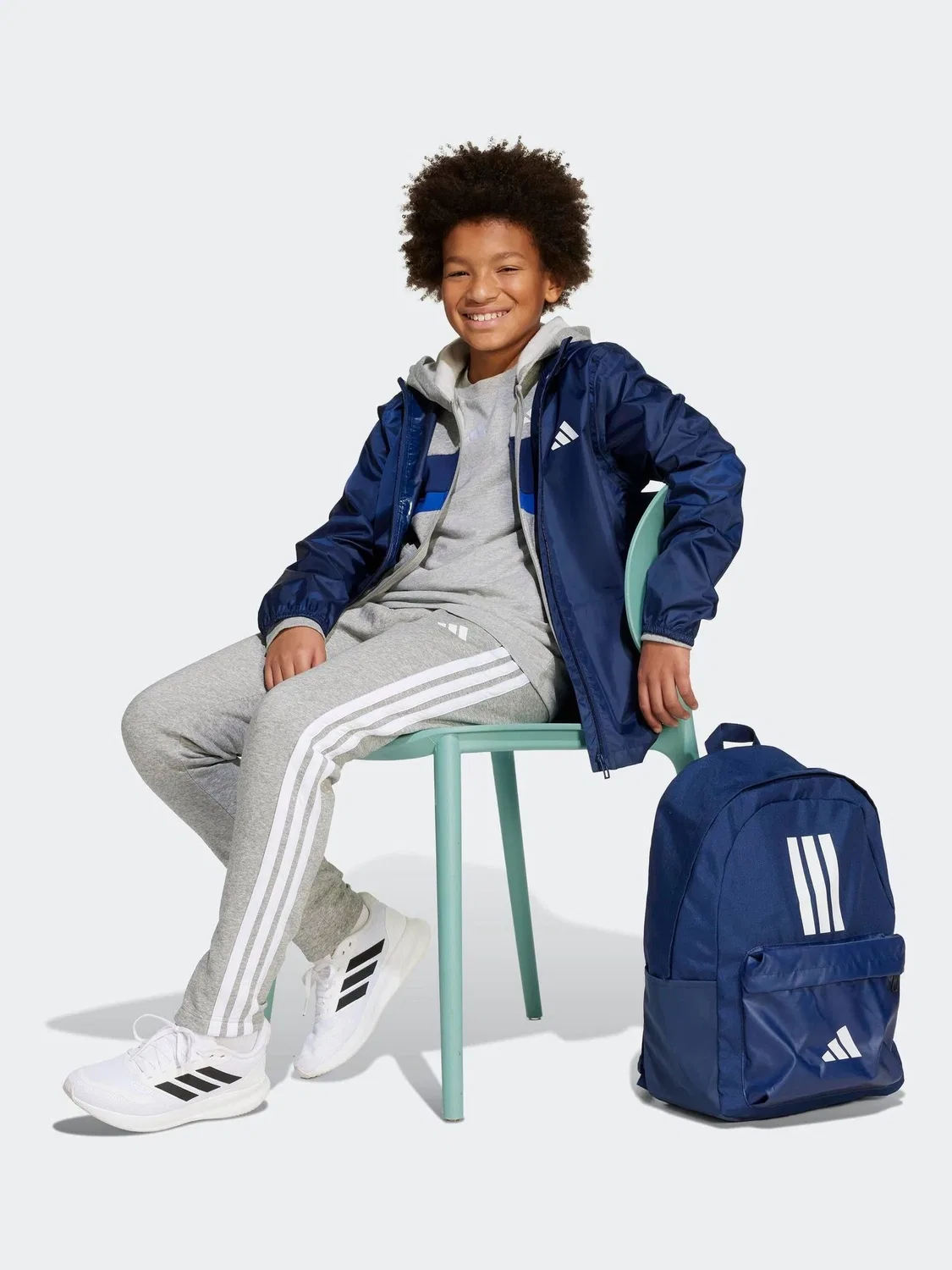 Куртка дождевик, водонепроницаемая adidas, синяя — фото 4