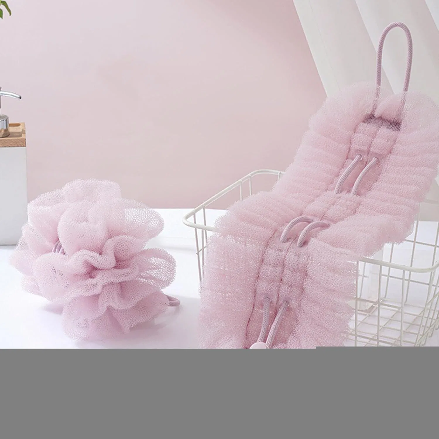 Мочалка для душа и спины, Nylon, 14x49 см, Фиолетовая Generisch — фото 2