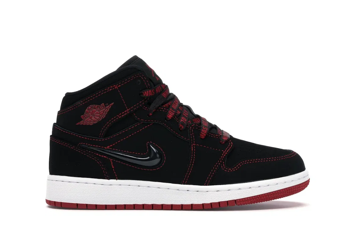 Детские кроссовки с принтом Jordan 1 Mid SE Jordan, Black/Red