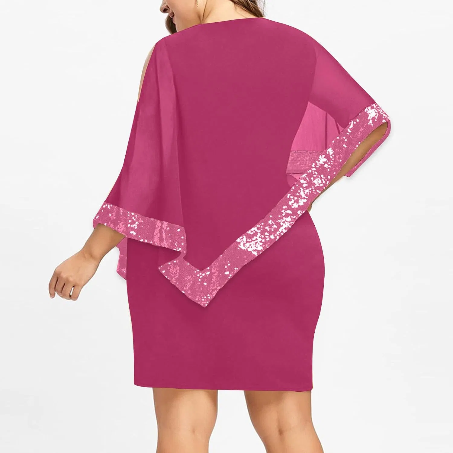 Женское коктейльное платье с открытыми плечами, Hot Pink — фото 4