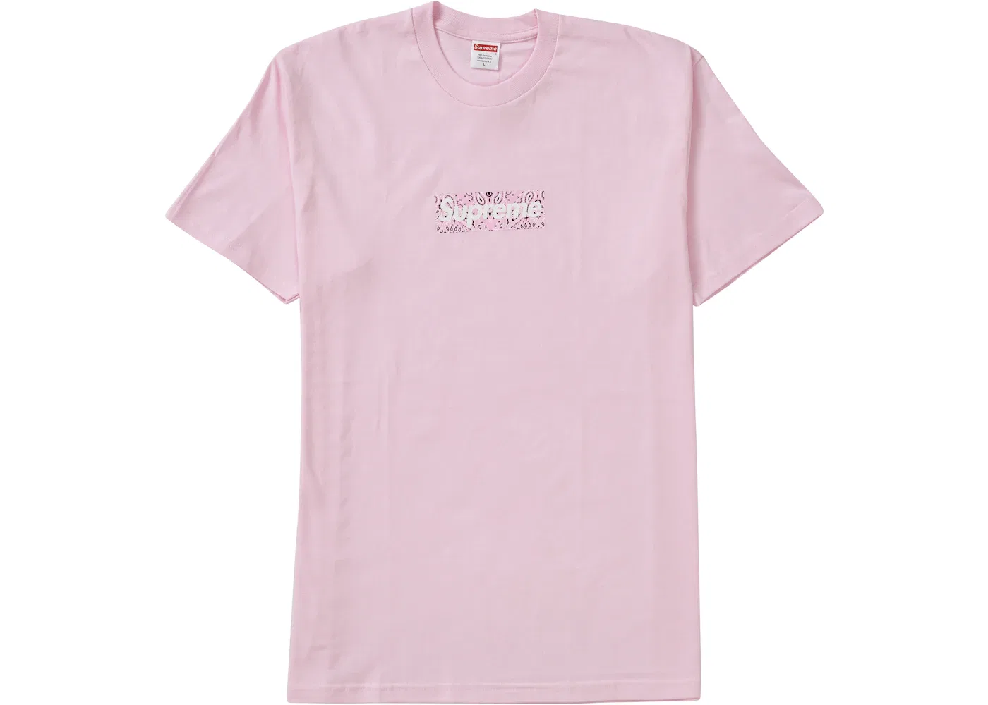 Мужская футболка с принтом Supreme Bandana Box Logo Tee, Light Pink