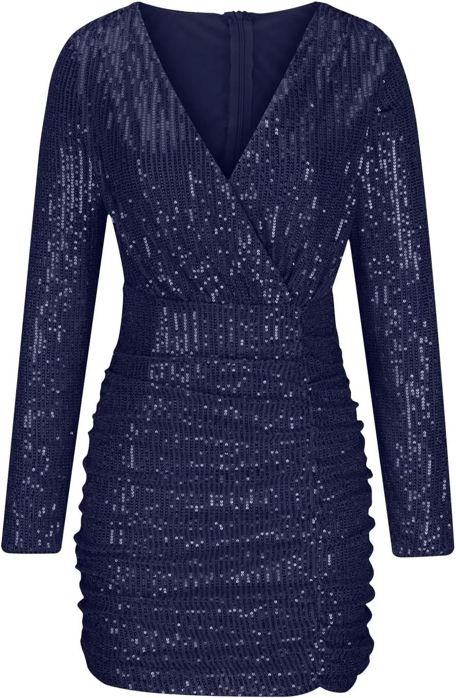 Женское платье с V-образным вырезом, с длинным рукавом, Sequin Dresses, синий — фото 3