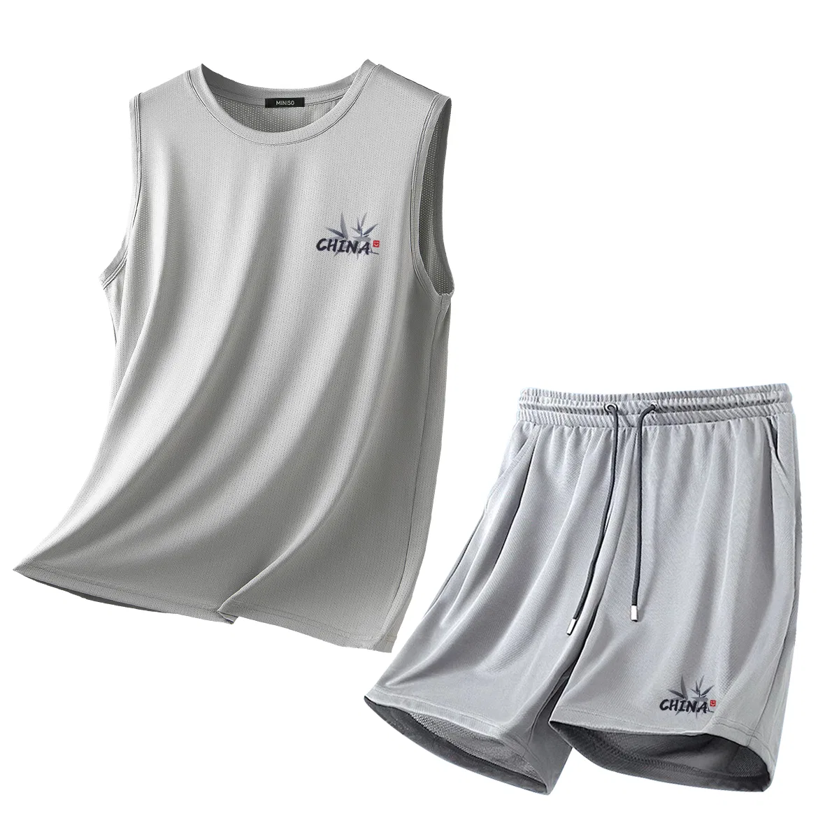 Детский комплект спортивной одежды с логотипом MINISO, Light Gray