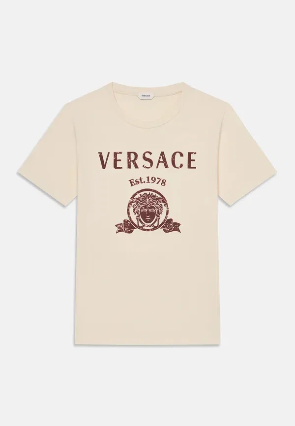 Футболка унисекс с принтом в университетском стиле Versace, кремовый